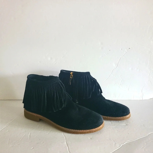 Kate Spade Beatsie women's  round toe Fringe Ankle boots black sz.6 - Picture 1 of 8